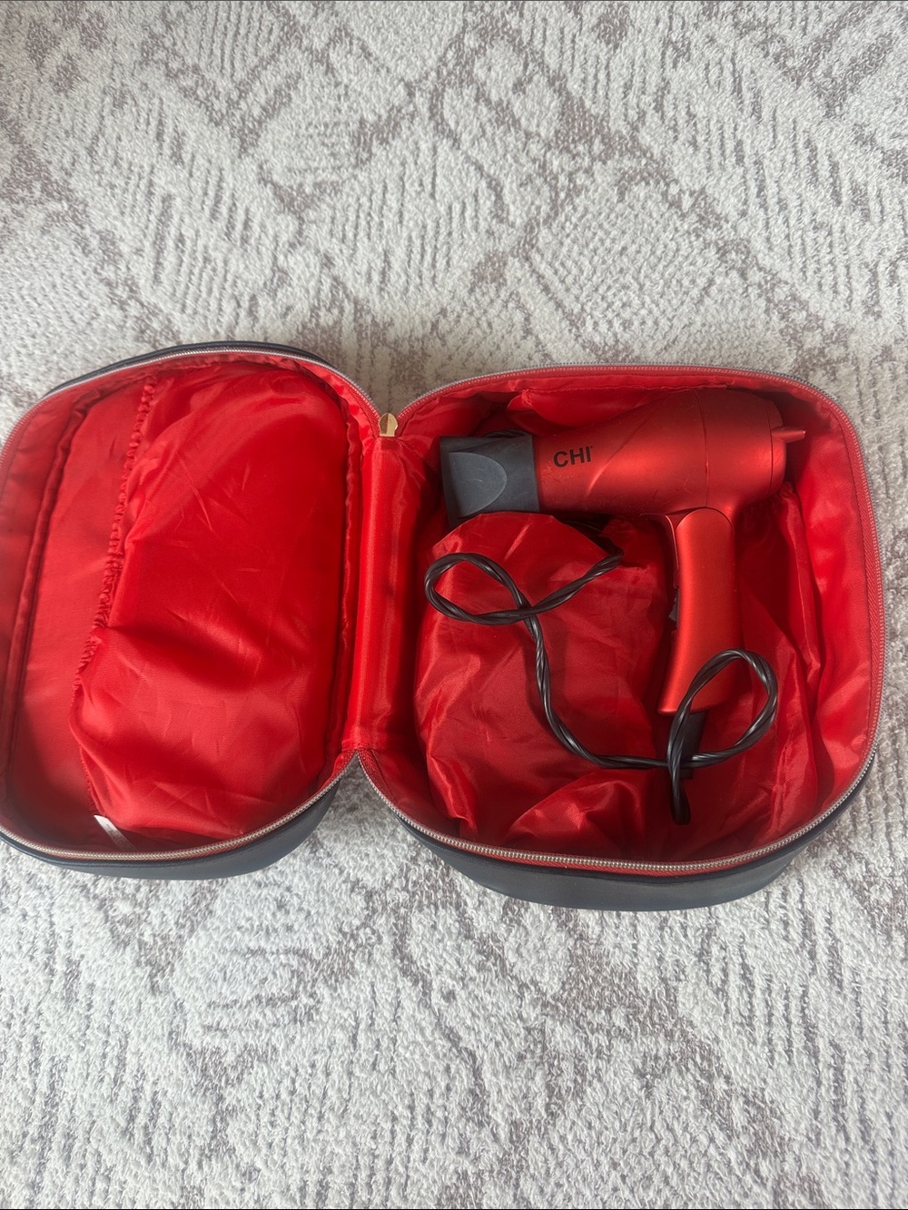 CHI Travel Hair Dryer Red Foldable Compact Blow Dryer w/ Travel Case Tested